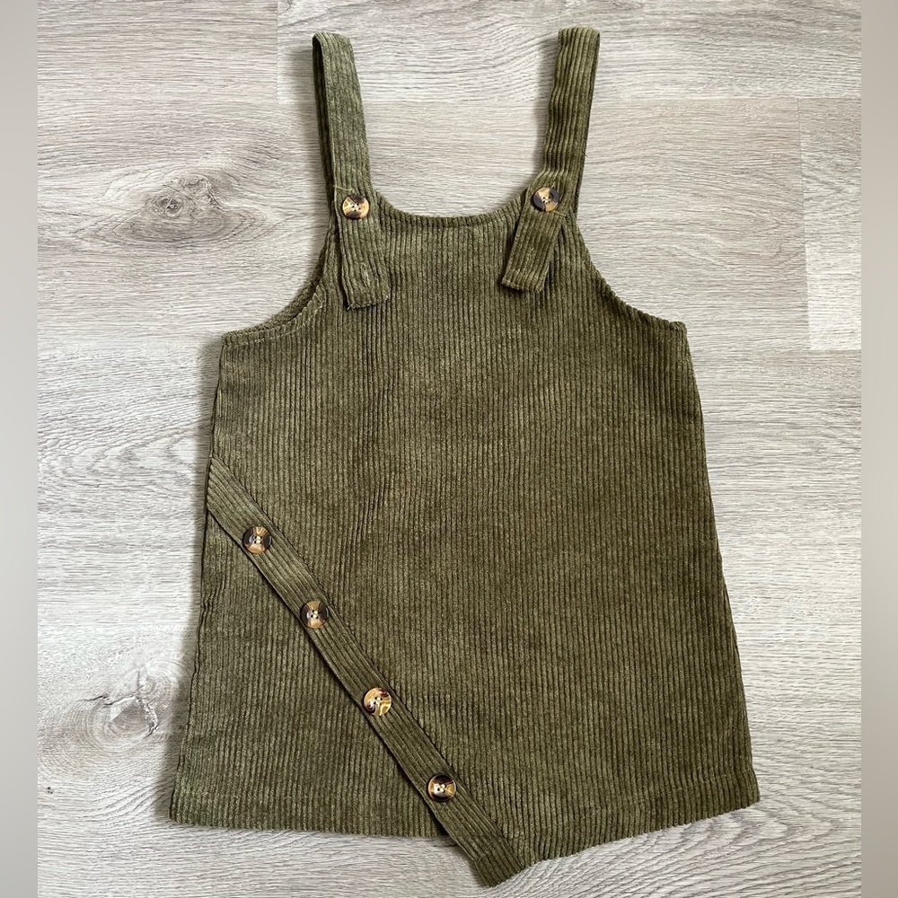 SHEIN toddler girls overall olive green dress size size 100-4T